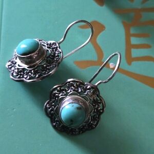 Genuine Turquoise 925 Earrings